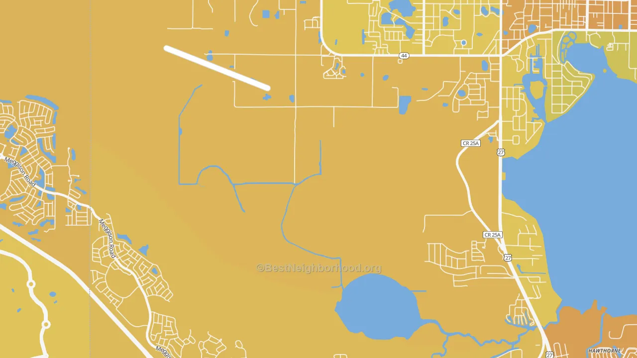 Map of the best neighborhoods in the Whitney area, with better matches in green and worse matches in red