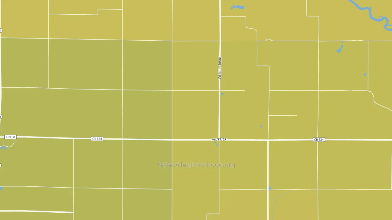 Map of the best neighborhoods in the Whittier area, with better matches in green and worse matches in red