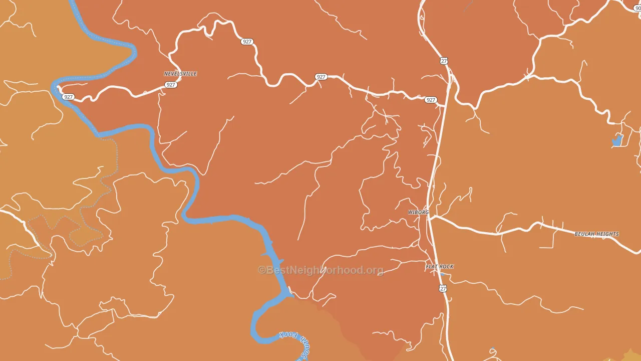 Map of the best neighborhoods in the Wiborg area, with better matches in green and worse matches in red