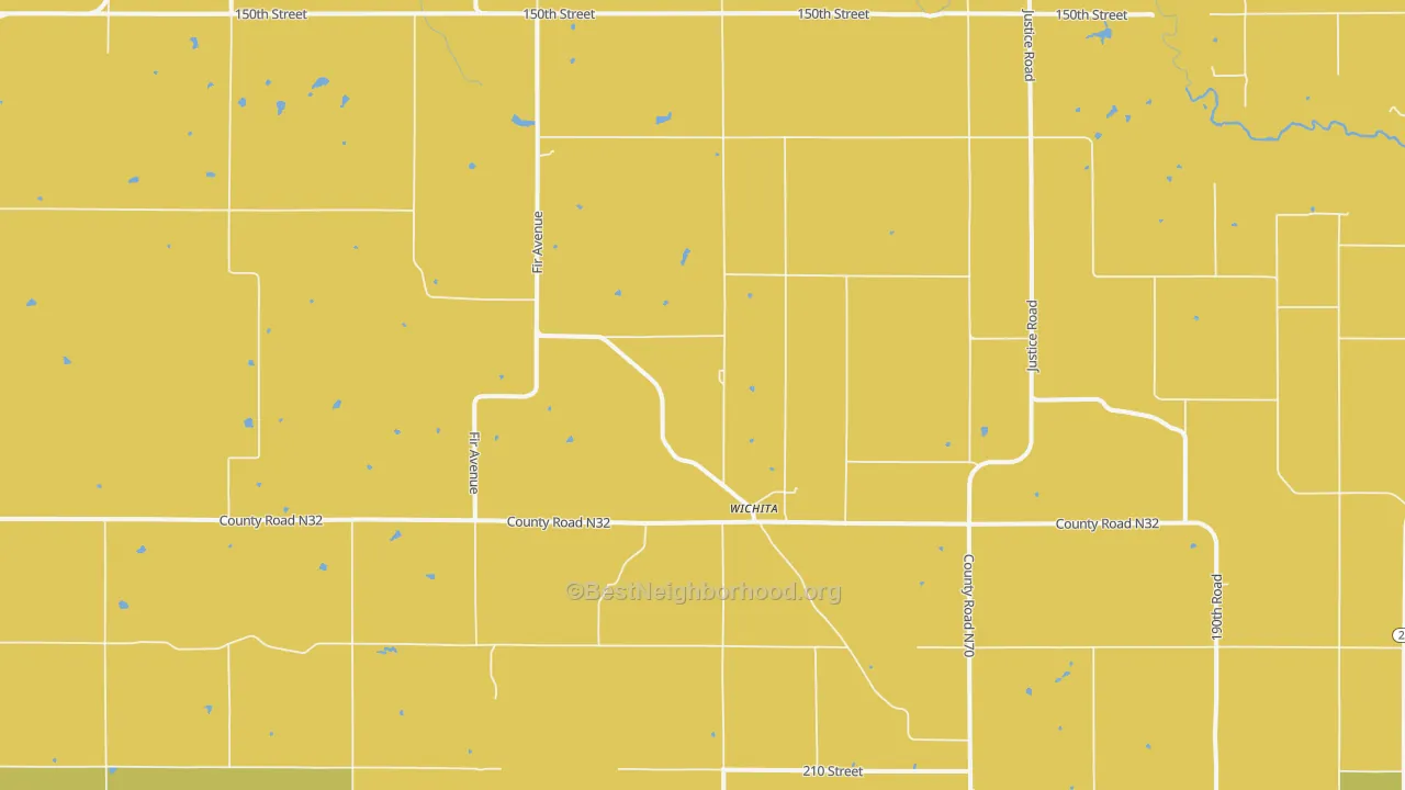 Map of the best neighborhoods in the Wichita area, with better matches in green and worse matches in red