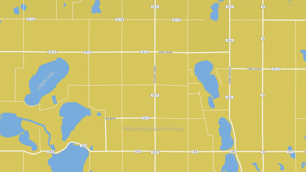 Map of the best neighborhoods in the Wilbert area, with better matches in green and worse matches in red
