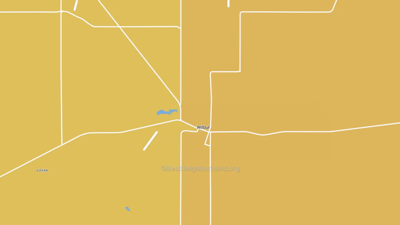 Map of the best neighborhoods in the Wilbur area, with better matches in green and worse matches in red