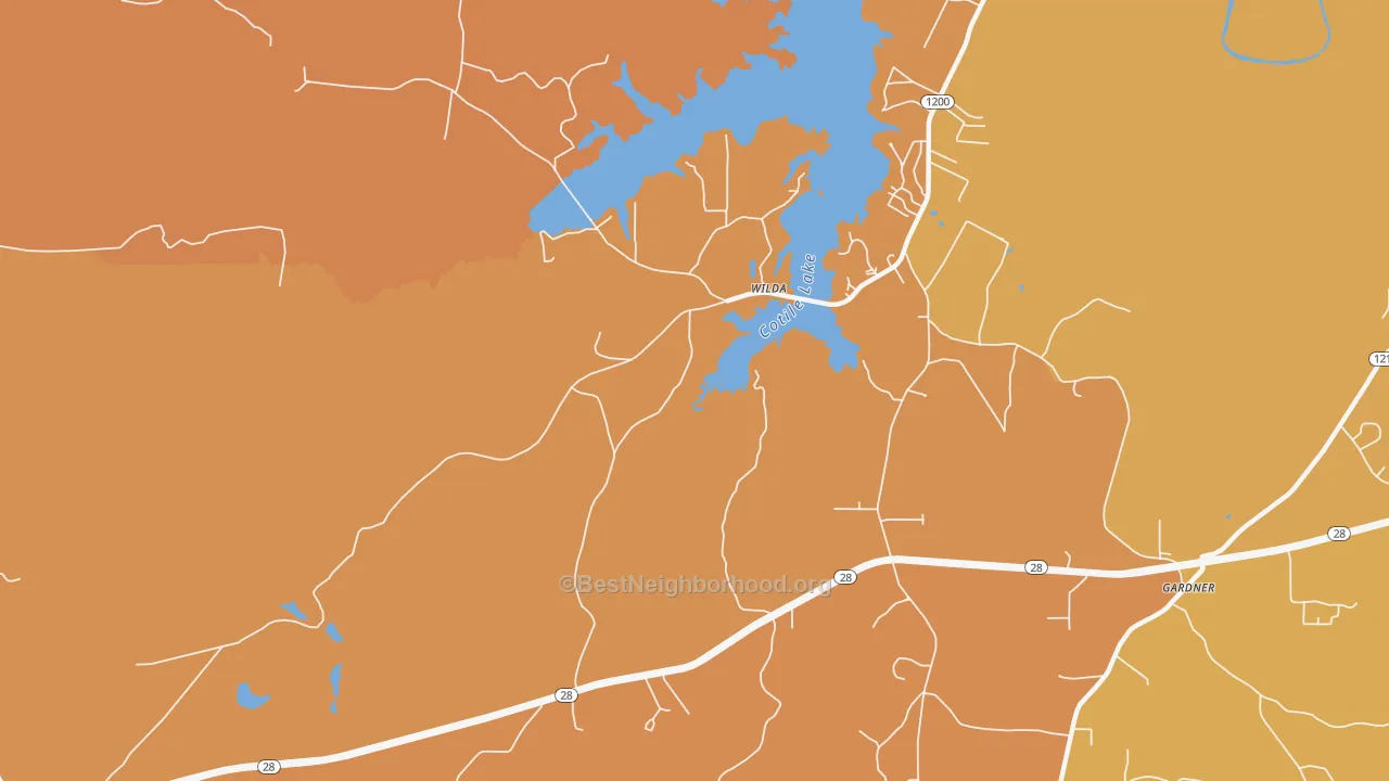 Map of the best neighborhoods in the Wilda area, with better matches in green and worse matches in red