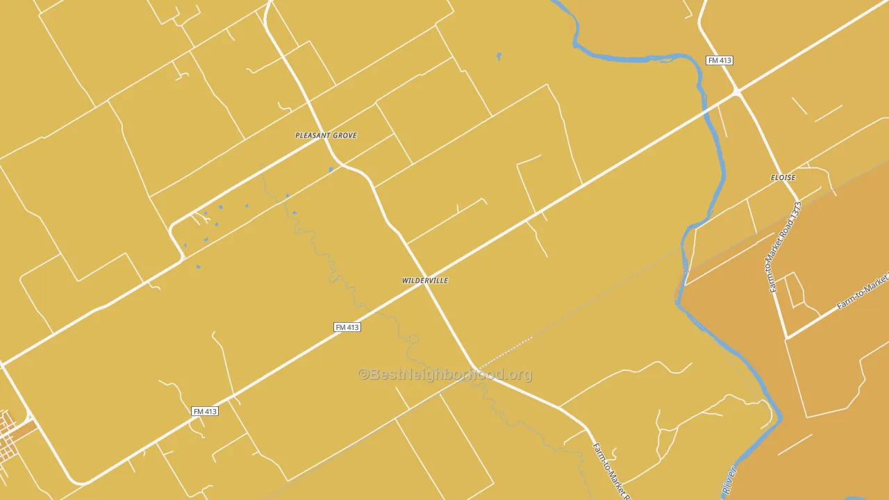 Map of the best neighborhoods in the Wilderville area, with better matches in green and worse matches in red