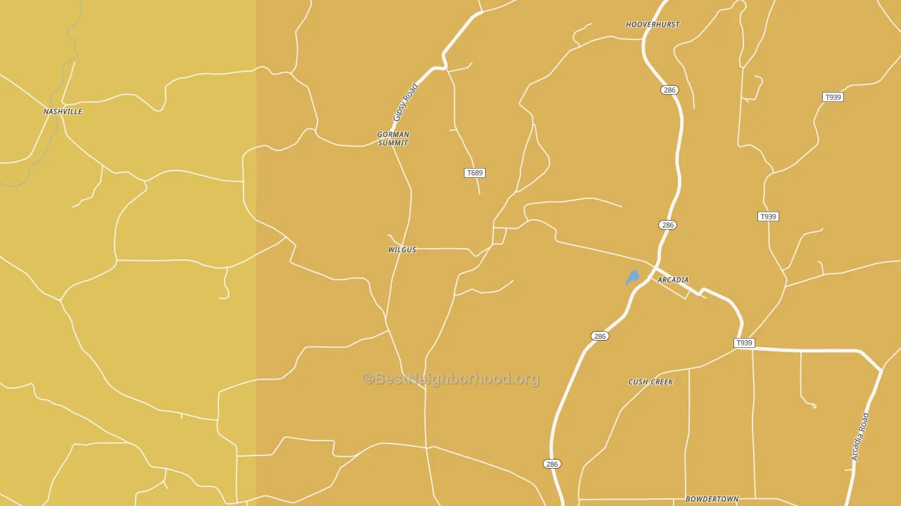 Map of the best neighborhoods in the Wilgus area, with better matches in green and worse matches in red