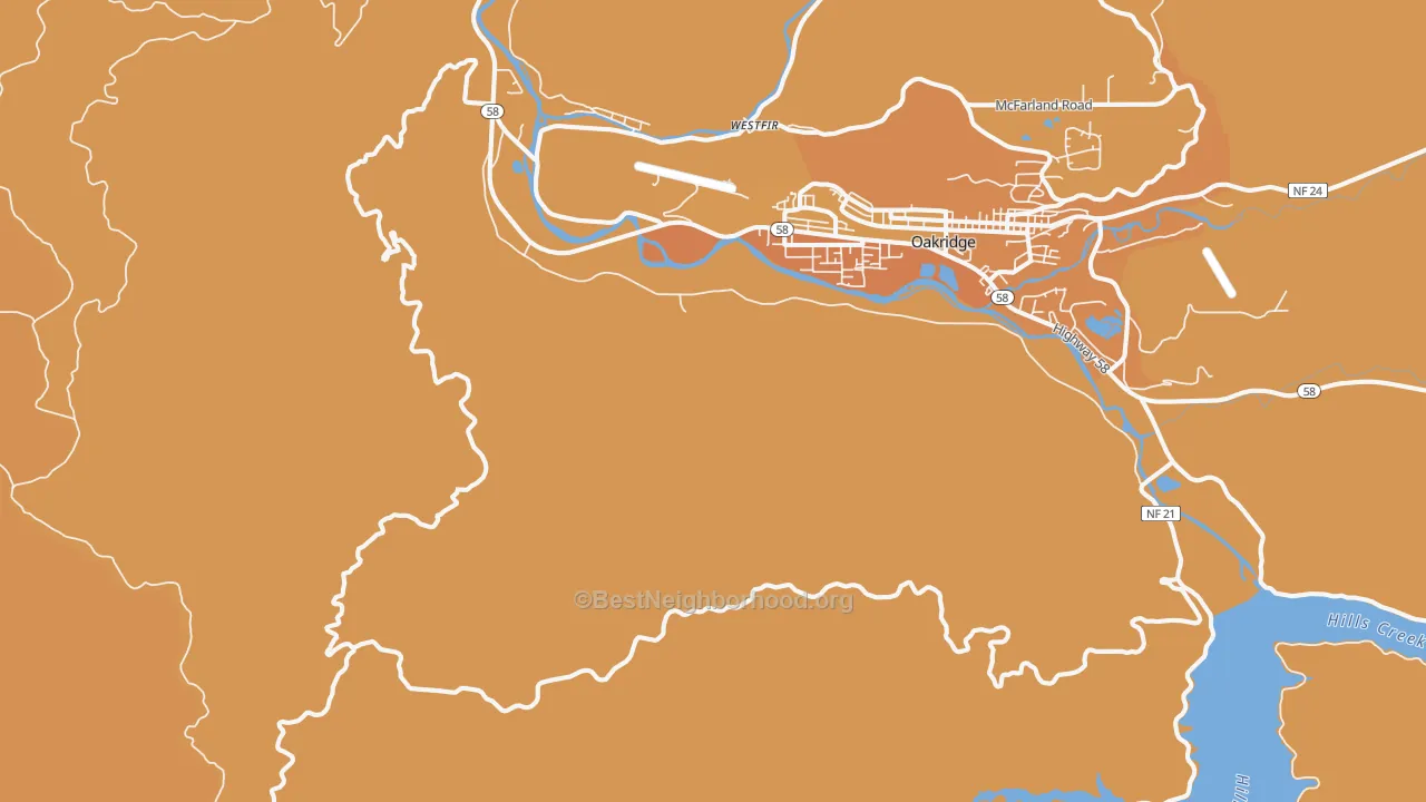 Map of the best neighborhoods in the Willamette City area, with better matches in green and worse matches in red