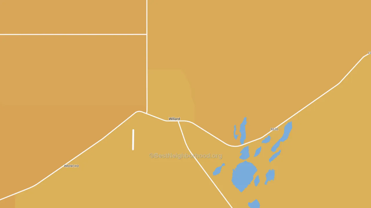 Map of the best neighborhoods in the Willard area, with better matches in green and worse matches in red