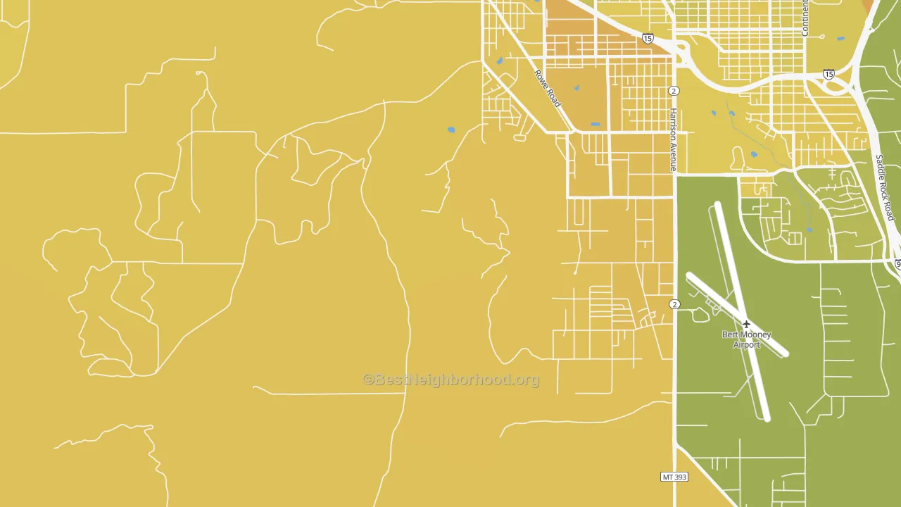 Map of the best neighborhoods in the Williamsburg area, with better matches in green and worse matches in red