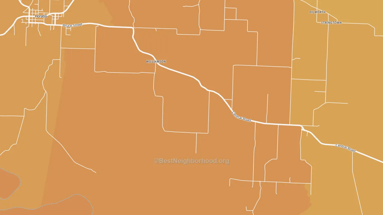 Map of the best neighborhoods in the Williamson area, with better matches in green and worse matches in red