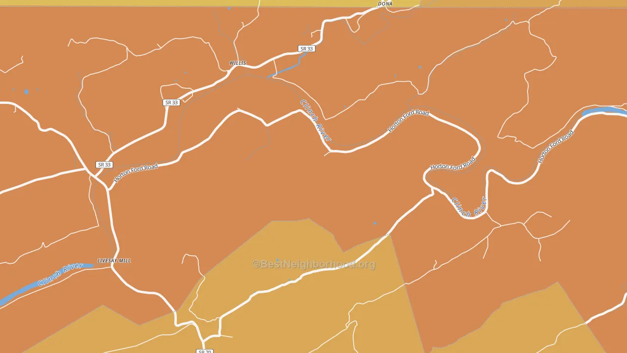 Map of the best neighborhoods in the Willis area, with better matches in green and worse matches in red
