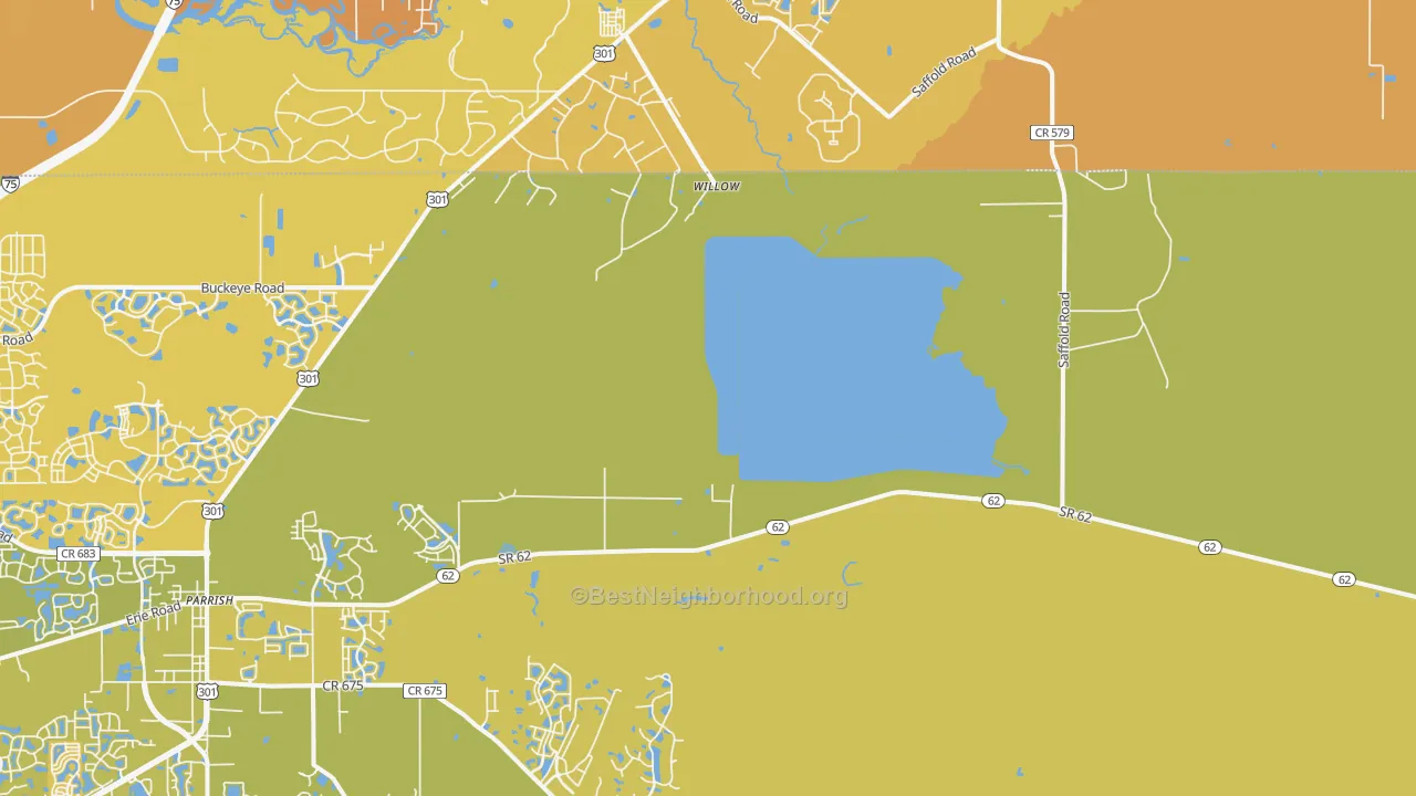 Map of the best neighborhoods in the Willow area, with better matches in green and worse matches in red