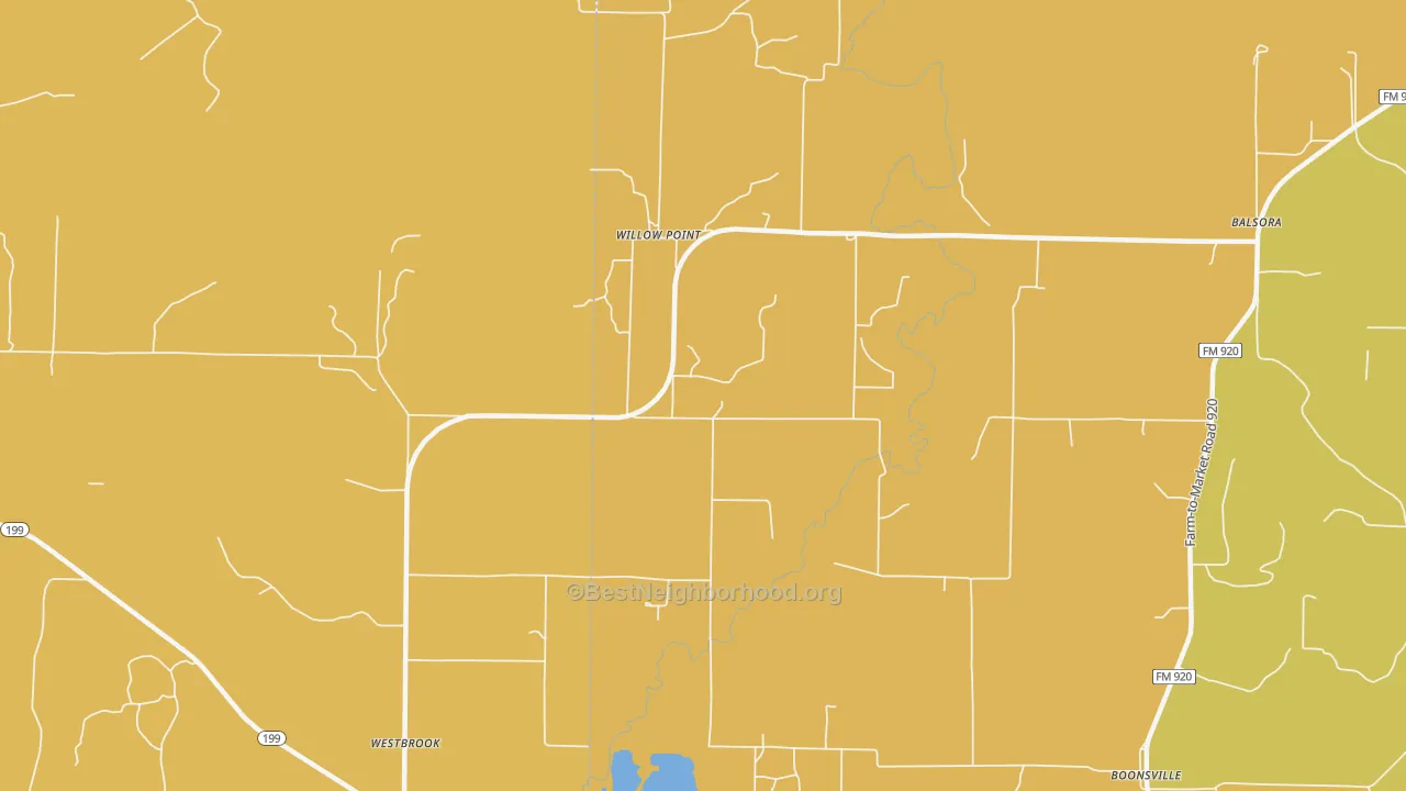 Map of the best neighborhoods in the Willow Point area, with better matches in green and worse matches in red