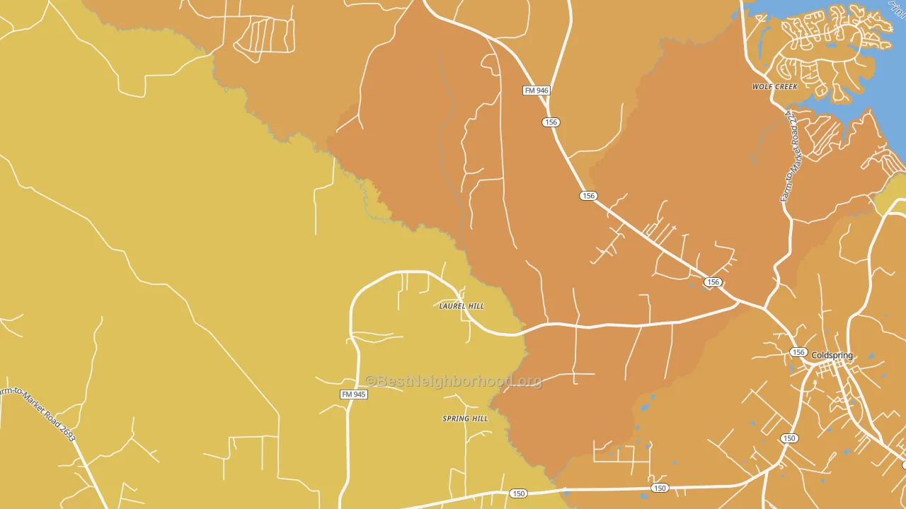 Map of the best neighborhoods in the Willow Springs area, with better matches in green and worse matches in red