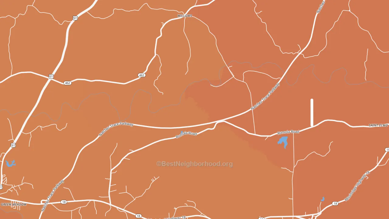 Map of the best neighborhoods in the Willows area, with better matches in green and worse matches in red