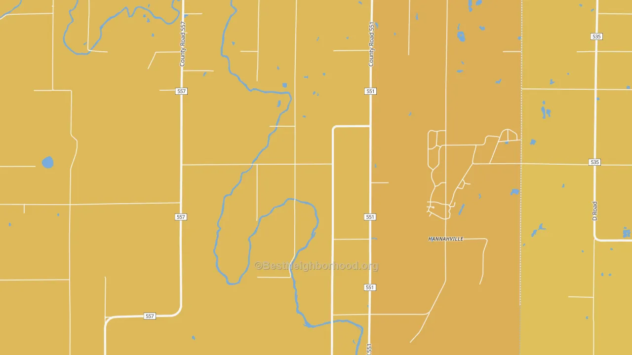 Map of the best neighborhoods in the Wilson area, with better matches in green and worse matches in red