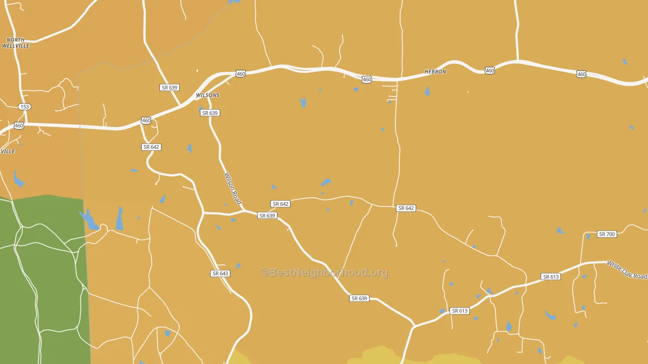Map of the best neighborhoods in the Wilsons area, with better matches in green and worse matches in red