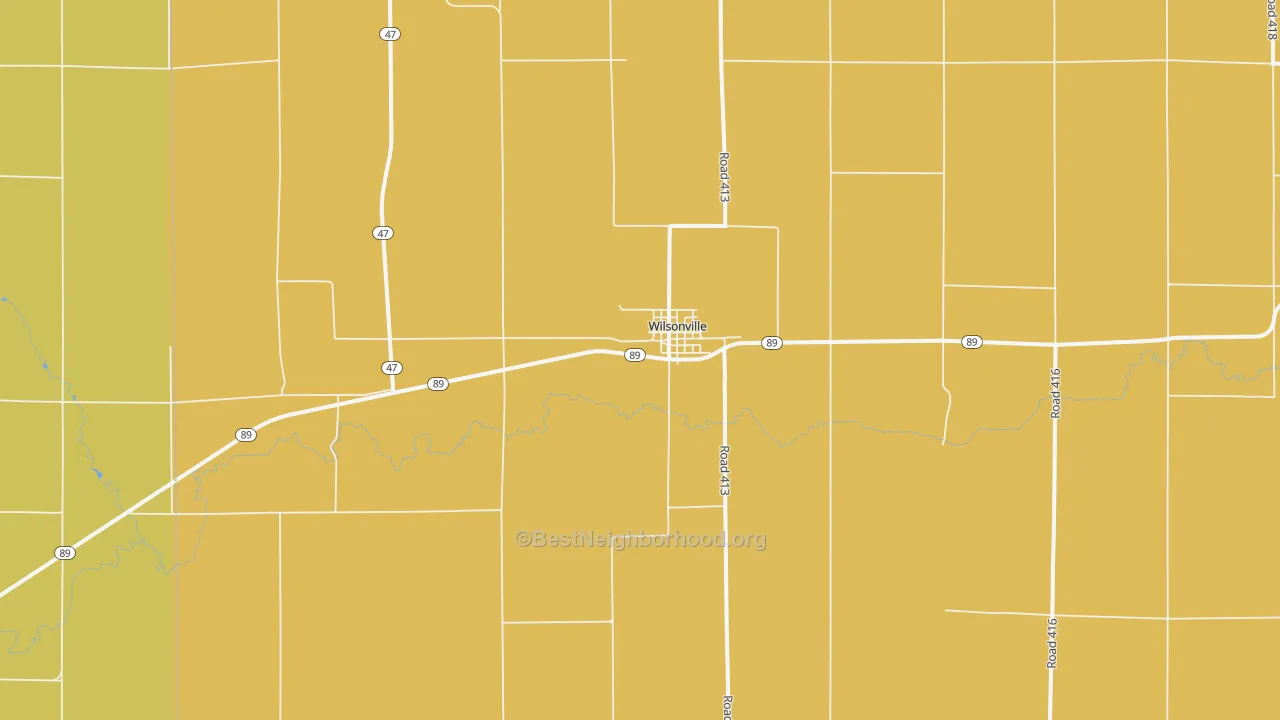 Map of the best neighborhoods in the Wilsonville area, with better matches in green and worse matches in red