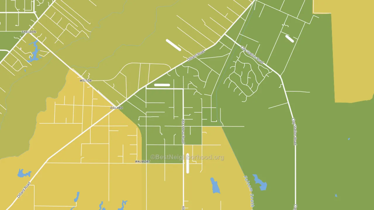 Map of the best neighborhoods in the Wilton area, with better matches in green and worse matches in red