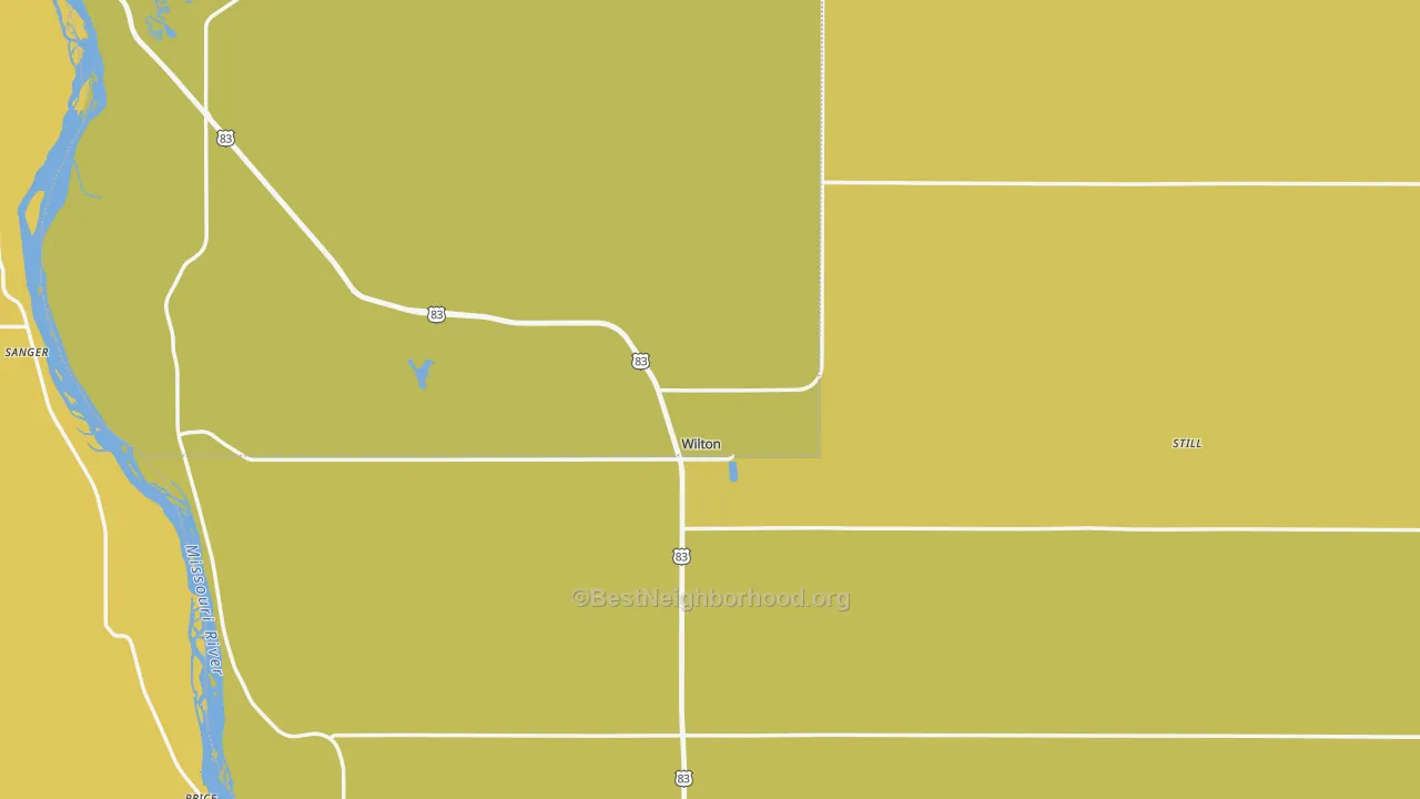 Map of the best neighborhoods in the Wilton area, with better matches in green and worse matches in red