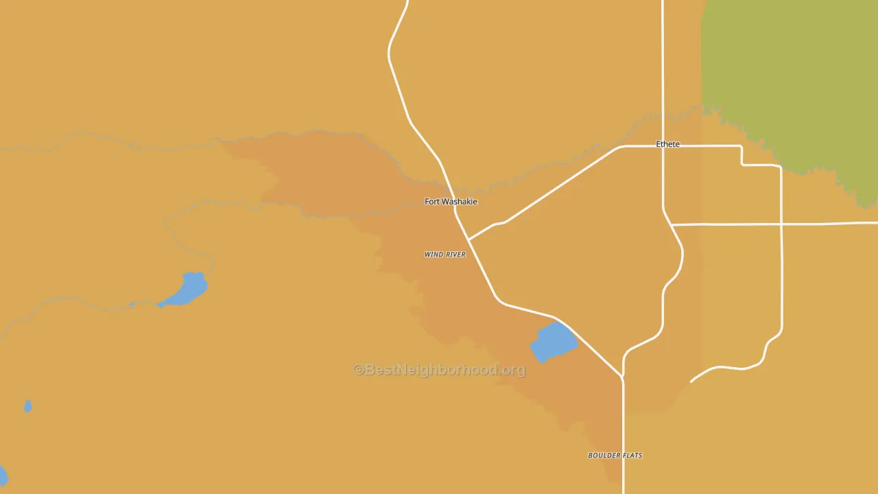 Map of the best neighborhoods in the Wind River area, with better matches in green and worse matches in red