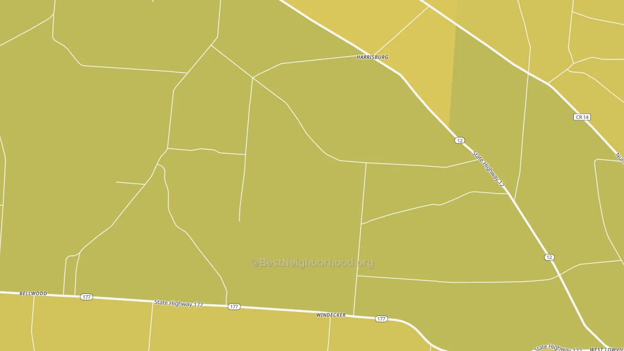 Map of the best neighborhoods in the Windecker area, with better matches in green and worse matches in red