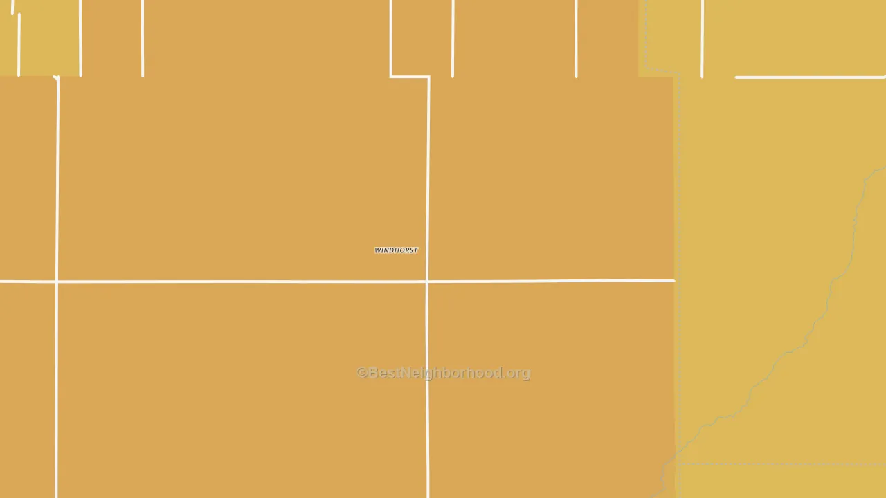 Map of the best neighborhoods in the Windhorst area, with better matches in green and worse matches in red