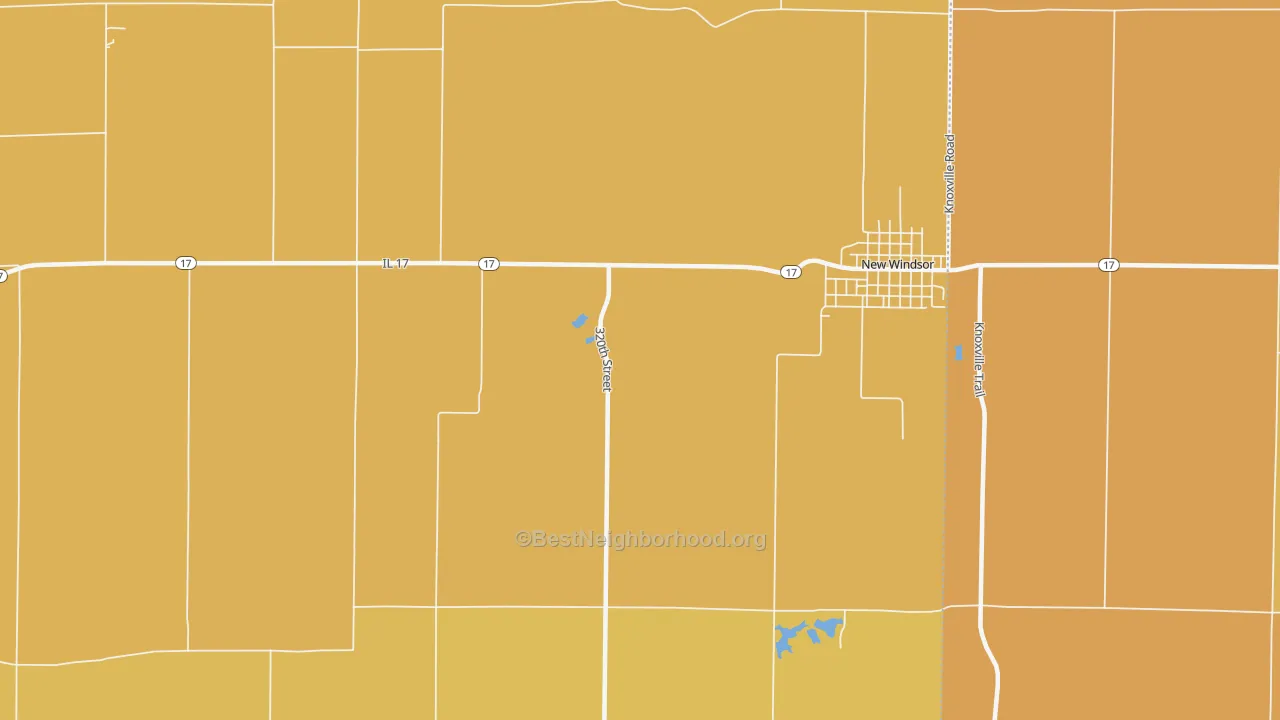 Map of the best neighborhoods in the Windsor Mercer County area, with better matches in green and worse matches in red