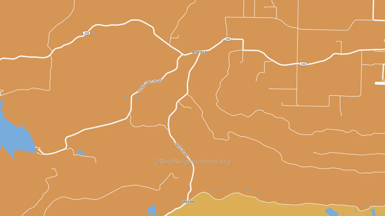 Map of the best neighborhoods in the Winfield area, with better matches in green and worse matches in red