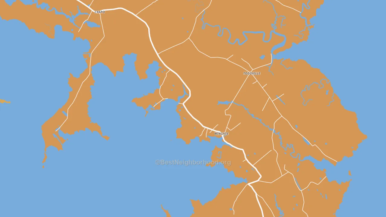 Map of the best neighborhoods in the Wingate area, with better matches in green and worse matches in red