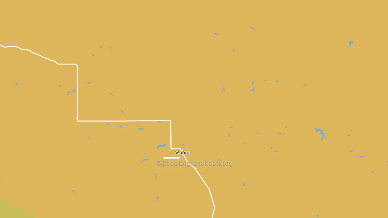Map of the best neighborhoods in the Winifred area, with better matches in green and worse matches in red