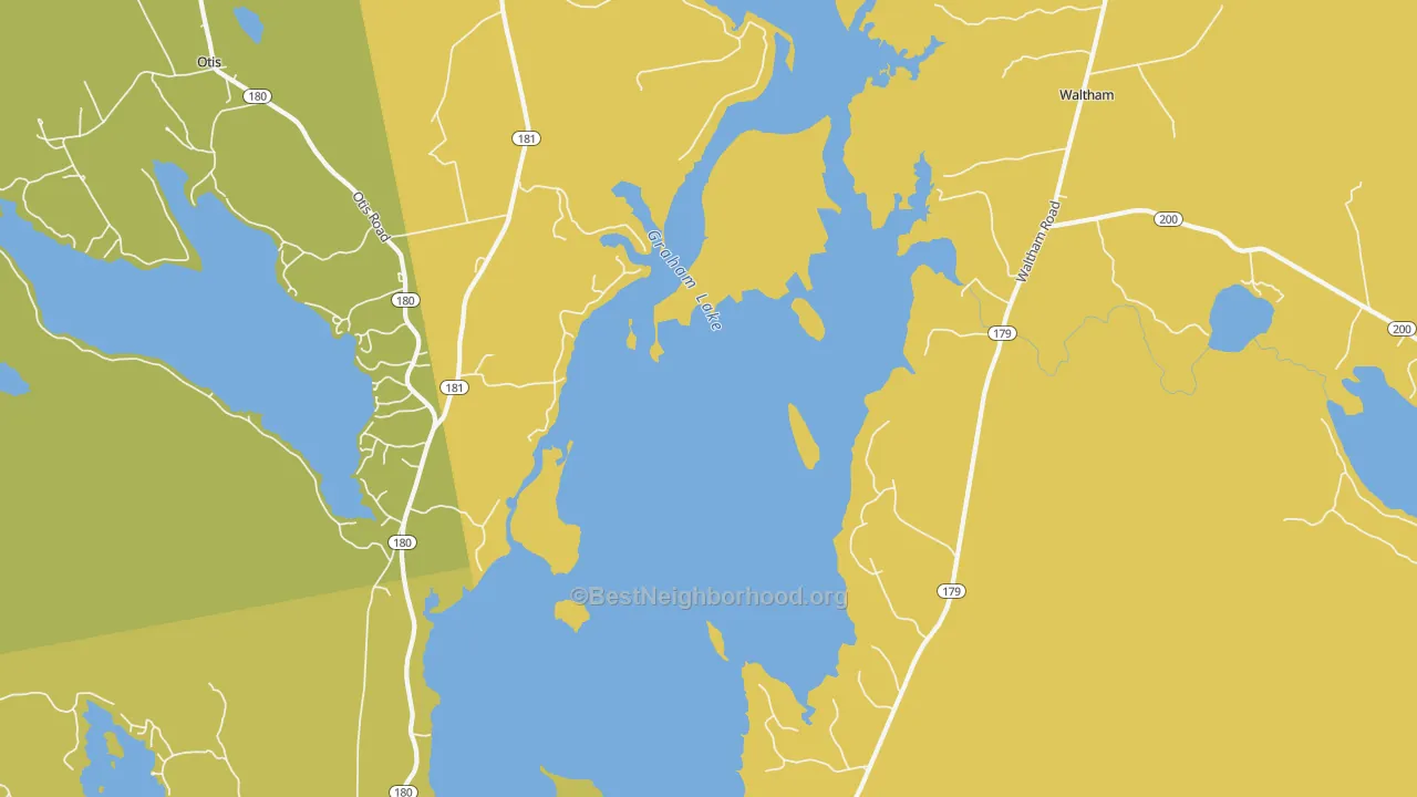 Map of the best neighborhoods in the Winkumpaugh Corners area, with better matches in green and worse matches in red