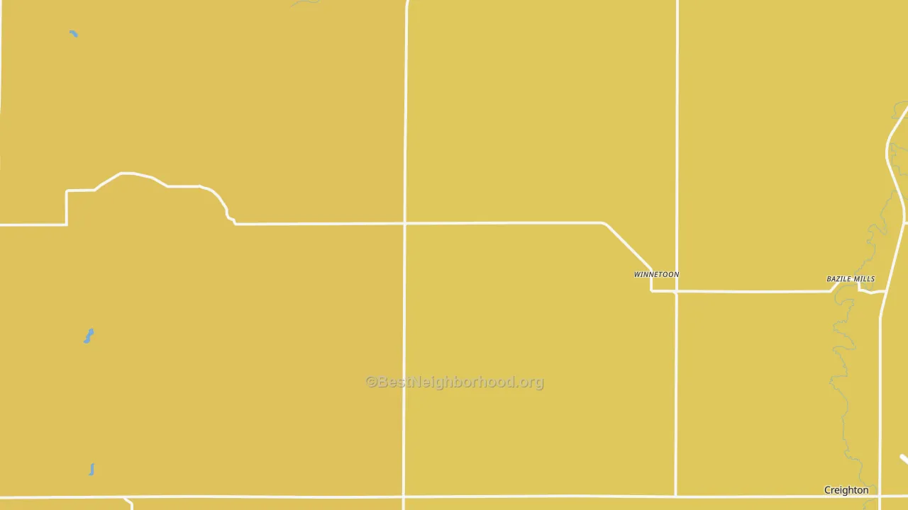 Map of the best neighborhoods in the Winnetoon area, with better matches in green and worse matches in red