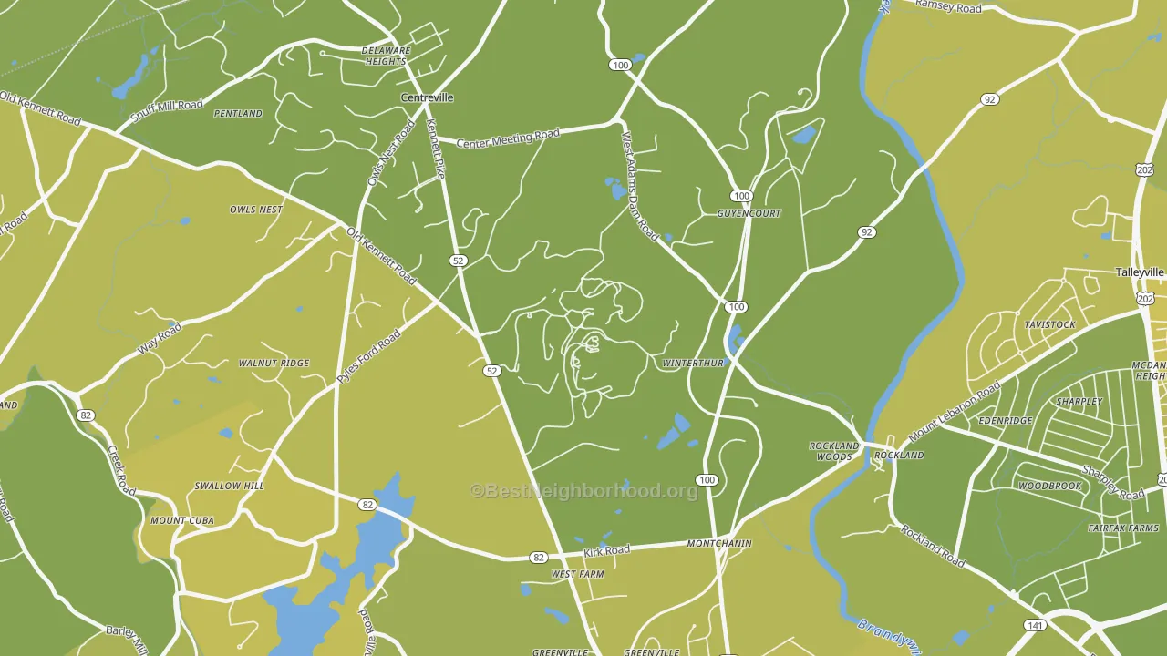 Map of the best neighborhoods in the Winterthur area, with better matches in green and worse matches in red