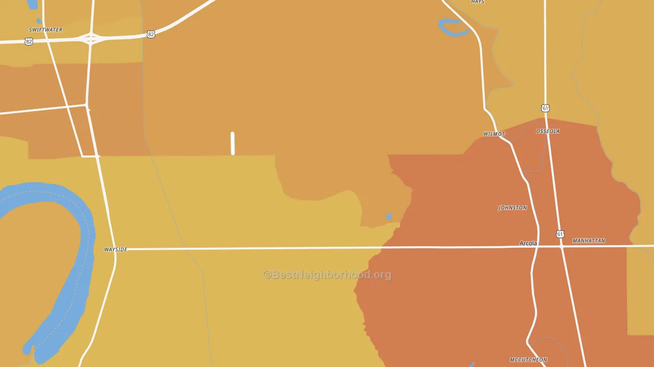 Map of the best neighborhoods in the Winterville area, with better matches in green and worse matches in red