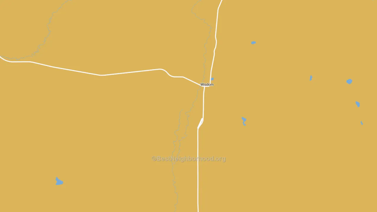 Map of the best neighborhoods in the Wisdom area, with better matches in green and worse matches in red