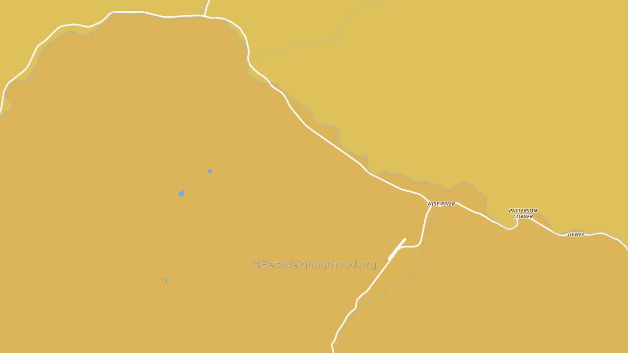 Map of the best neighborhoods in the Wise River area, with better matches in green and worse matches in red