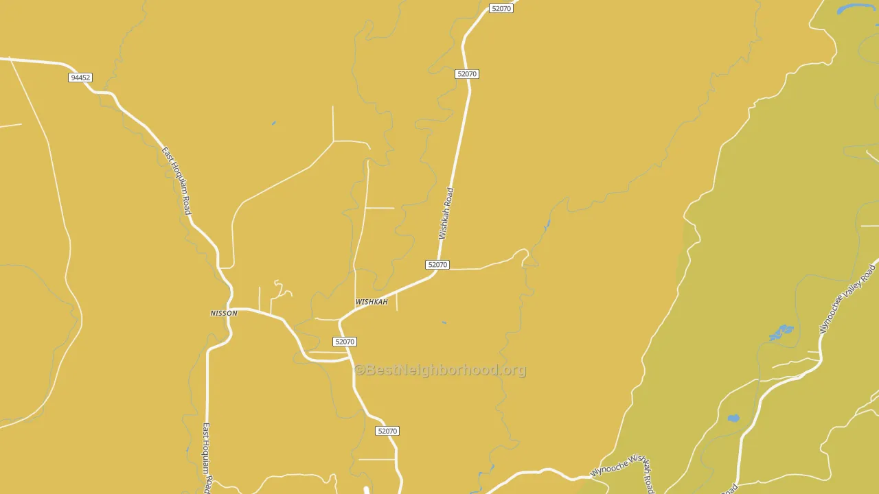 Map of the best neighborhoods in the Wishkah area, with better matches in green and worse matches in red