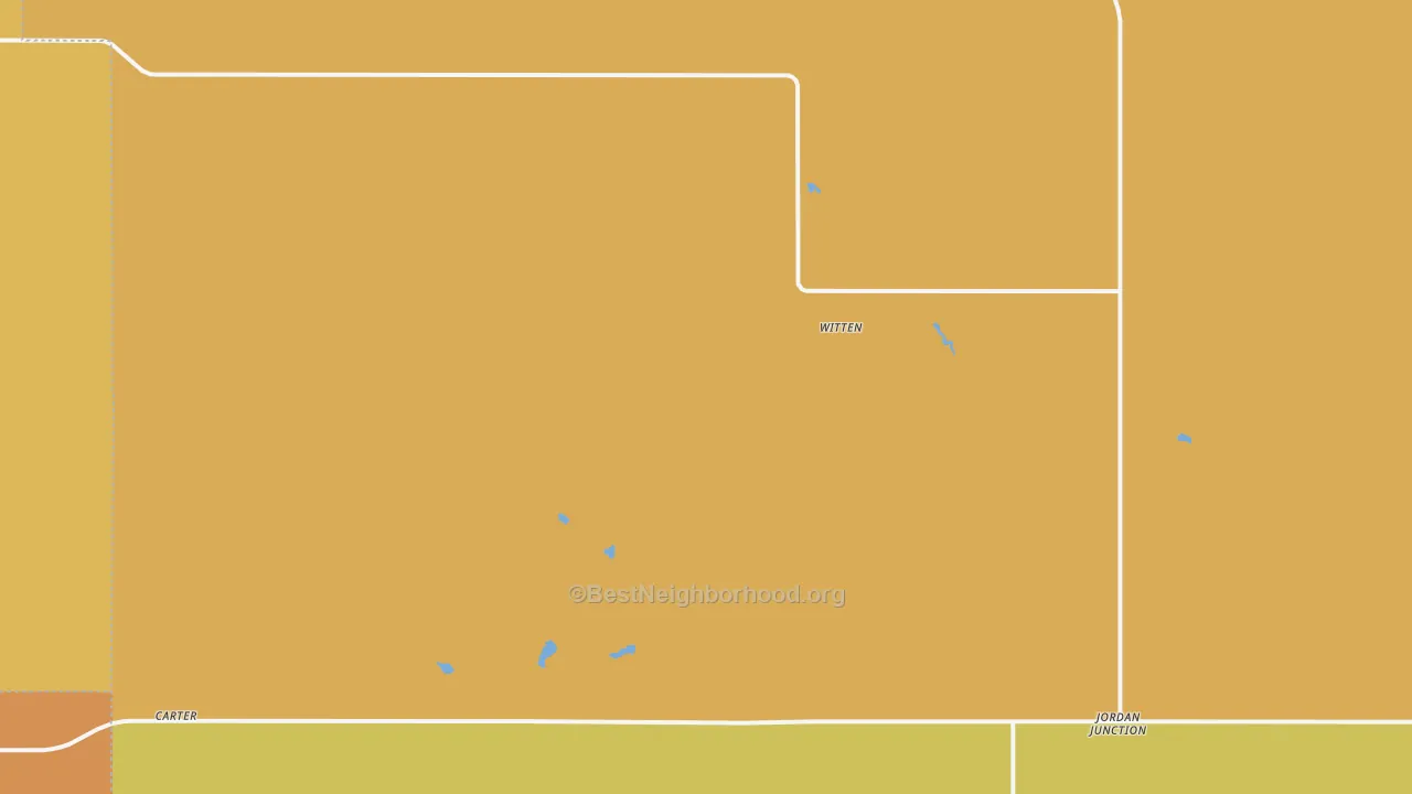 Map of the best neighborhoods in the Witten area, with better matches in green and worse matches in red