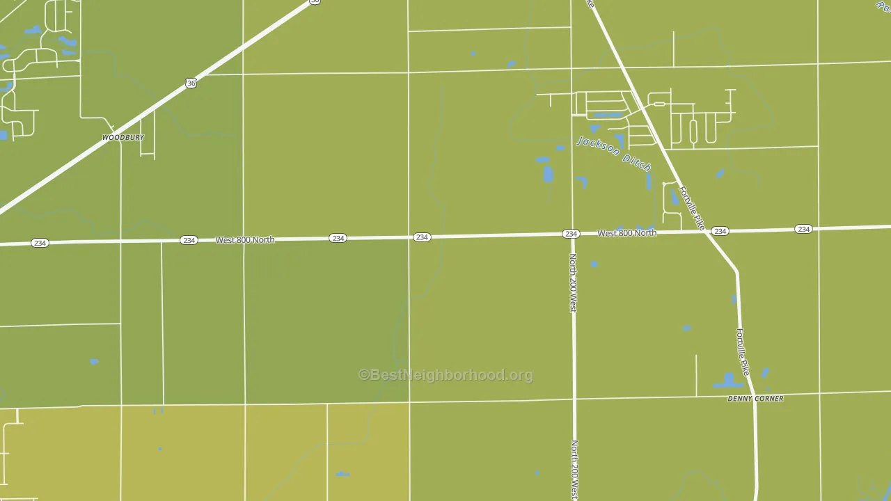 Map of the best neighborhoods in the Woodbury area, with better matches in green and worse matches in red