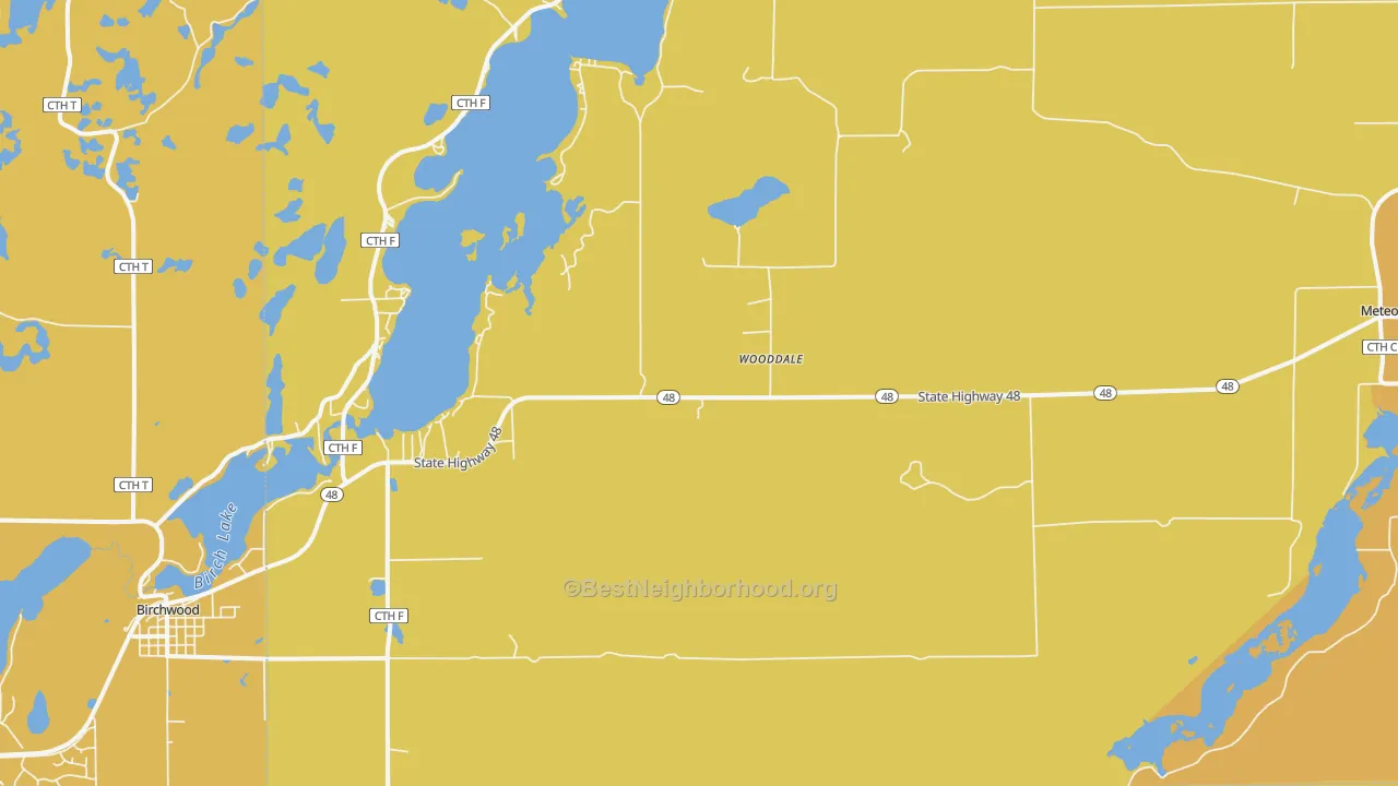 Map of the best neighborhoods in the Wooddale area, with better matches in green and worse matches in red