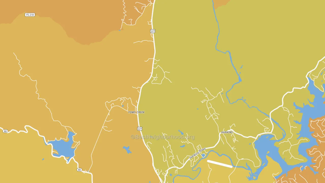 Map of the best neighborhoods in the Woodlawn area, with better matches in green and worse matches in red