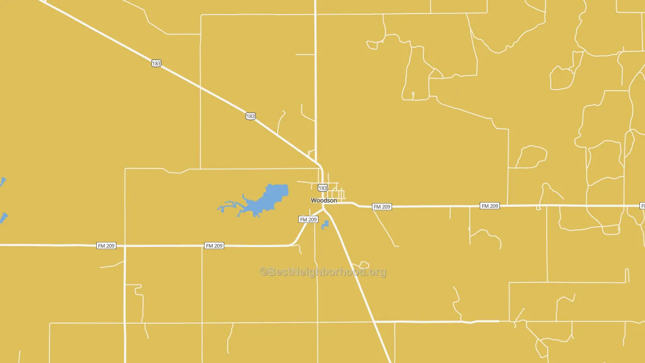 Map of the best neighborhoods in the Woodson area, with better matches in green and worse matches in red