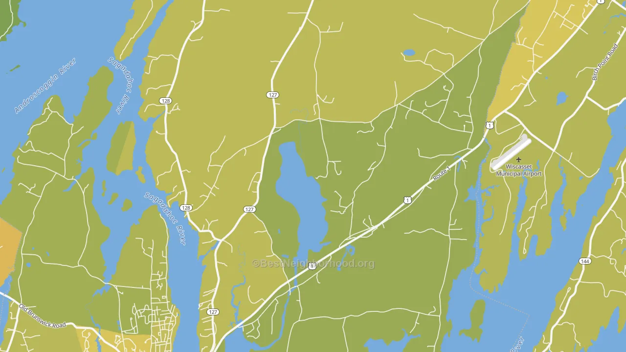 Map of the best neighborhoods in the Woolwich area, with better matches in green and worse matches in red
