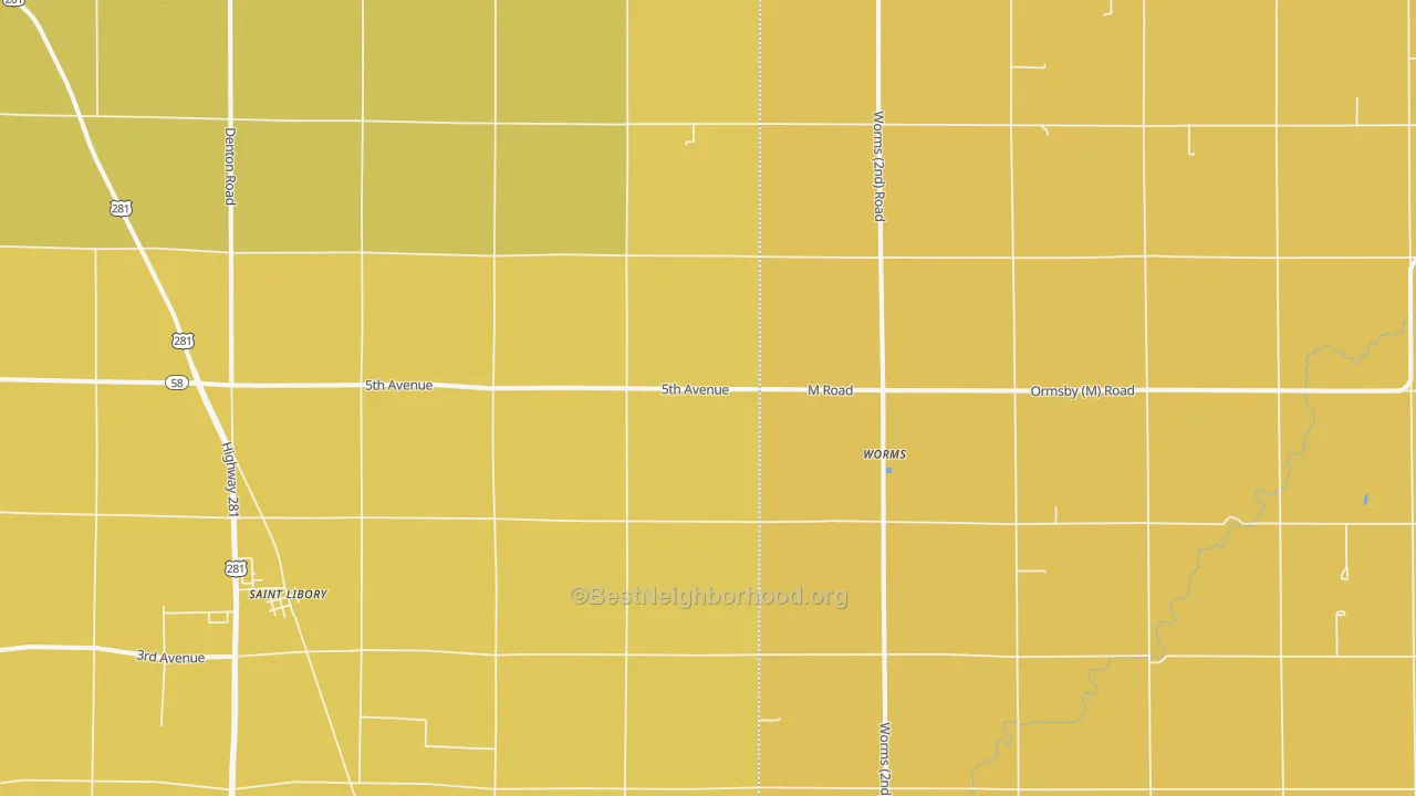 Map of the best neighborhoods in the Worms area, with better matches in green and worse matches in red