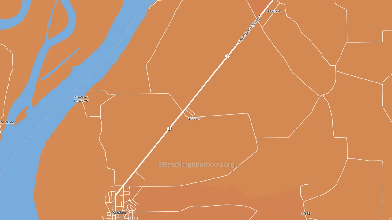 Map of the best neighborhoods in the Wright area, with better matches in green and worse matches in red