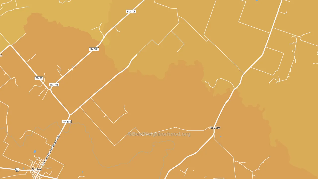 Map of the best neighborhoods in the Wrightsboro area, with better matches in green and worse matches in red