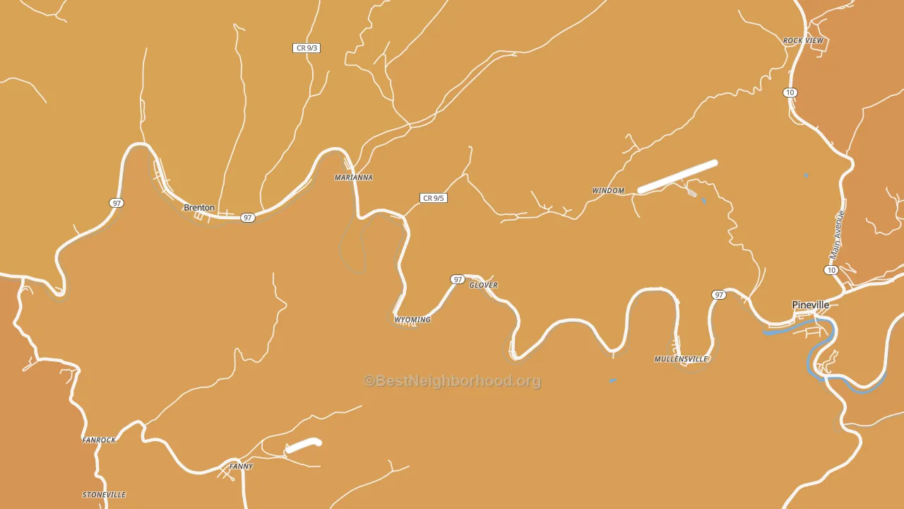 Map of the best neighborhoods in the Wyoming area, with better matches in green and worse matches in red