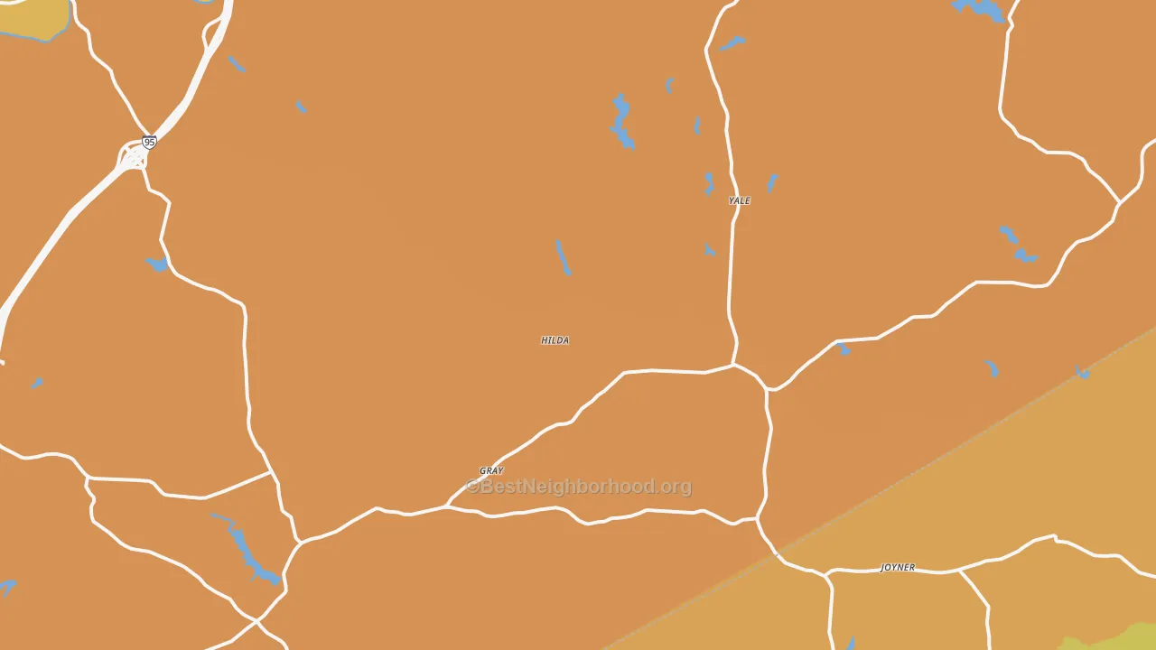 Map of the best neighborhoods in the Yale area, with better matches in green and worse matches in red