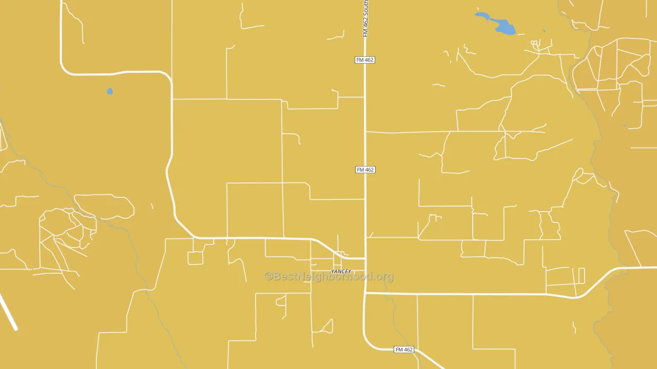 Map of the best neighborhoods in the Yancey area, with better matches in green and worse matches in red