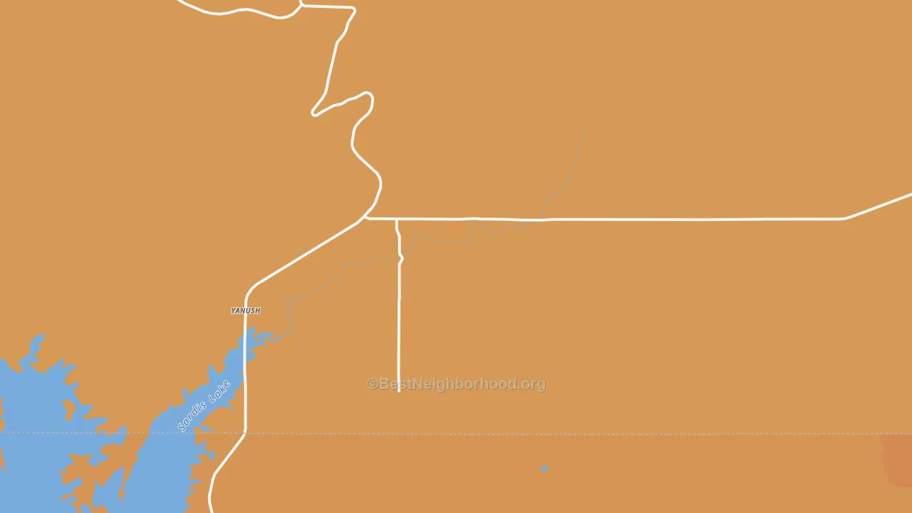 Map of the best neighborhoods in the Yanush area, with better matches in green and worse matches in red